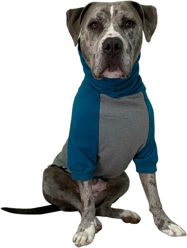 Large Dog Sweater/Pitbull/Large/Medium/X Large Dog Sweater Dog Sweatshirt/Teal  Grey (X-Large)