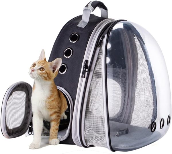 Front Expandable Large Cat Backpack Carrier, Fit up to 20 lbs, Space Capsule Bubble Window Pet Carrier Backpack for Large Fat Cat and Small Puppy