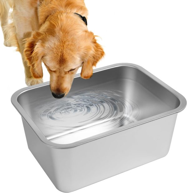 3 Gallons Large Dog Water Bowl, Stainless Steel Metal Dog Bowls, Large Capacity Pet Food Bowl Water Dish for Indoor and Outdoor Universal for Large & Giant Dogs